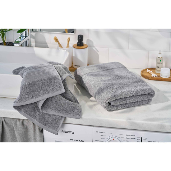 ART2250SLP Рушник махровий Ardesto SuperSoft 50х90см, 100% бавовна, сірий