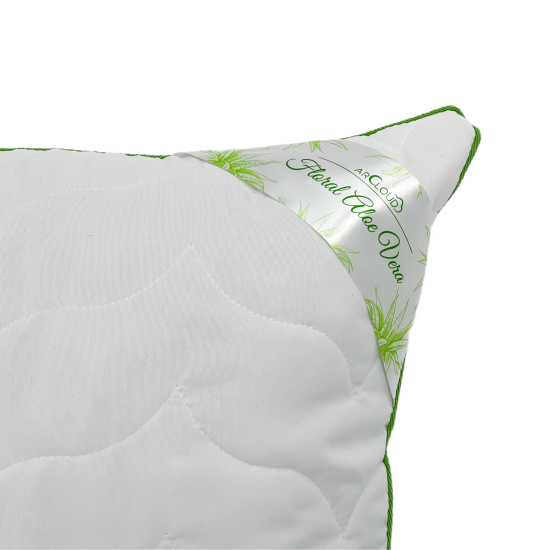 Подушка Аloe vera /мікрофібра Plain White/SKOBA 20 50*70 у сумці з кантом (AR CLOUD) ( Подушка з кантом 50*70 холофайбер (550г) у сумці )