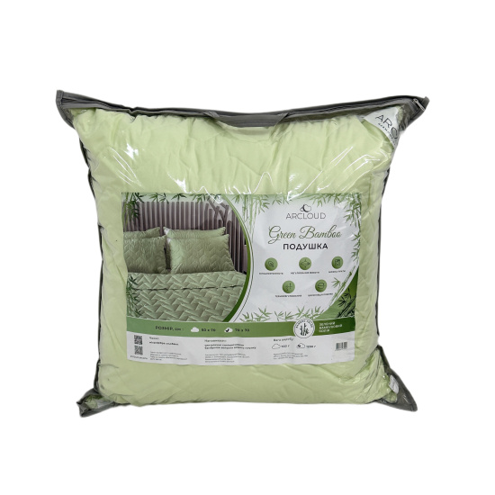 Подушка Green Bamboo /мікрофібра №5/278 70*70 у сумці з кантом (AR CLOUD) ( Подушка з кантом 70*70 холофайбер (1000г) у сумці )