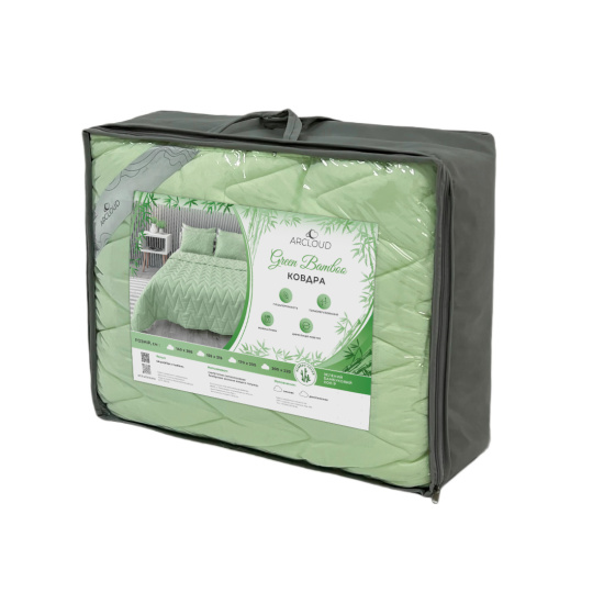 Ковдра зима GREEN BAMBOO 1,40х2,05 у сумці (AR CLOUD) ( ковдра з бейкою 1,4*2,05 мікрофібра №5 Green Bamboo/ 279/ силікон 350/ бейка Green Bamboo у сумці )