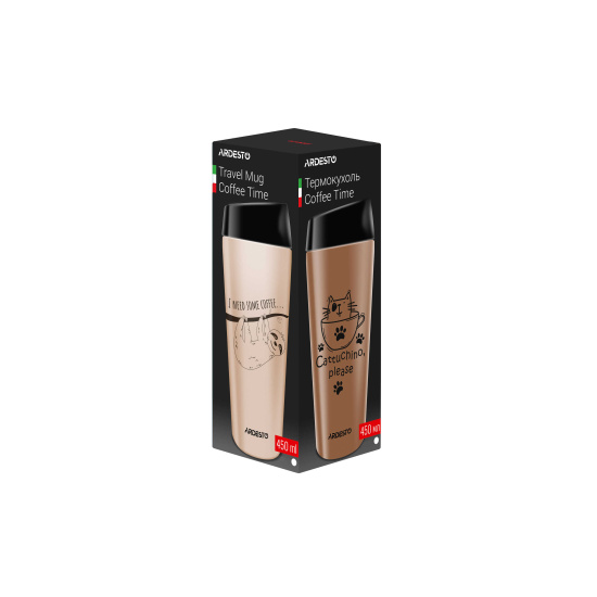 AR2645DML Термочашка Ardesto Coffee time Raccoon 450 мл, коричн., нерж.ст.