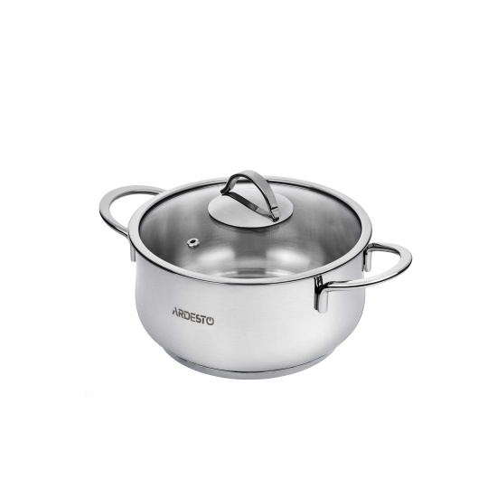 AR0723S Каструля Ardesto BLACK MARS, скляна кришка, 2.3 л, нерж. ст.