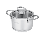 AR0609S Каструля Ardesto Luna, скляна кришка, 0.9 л, нержавіюча сталь