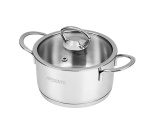 AR0612S Каструля Ardesto Luna, скляна кришка, 1.2 л, нержавіюча сталь