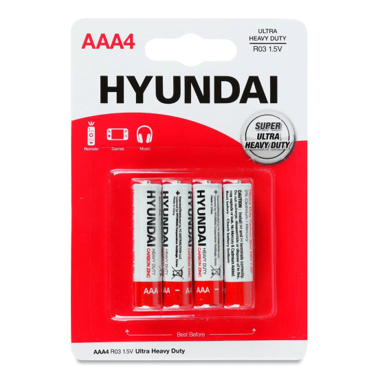 Батарейка HYUNDAI R03 AAA Shrink 4 Heavy Duty 4шт/уп (ціна за 1шт)
