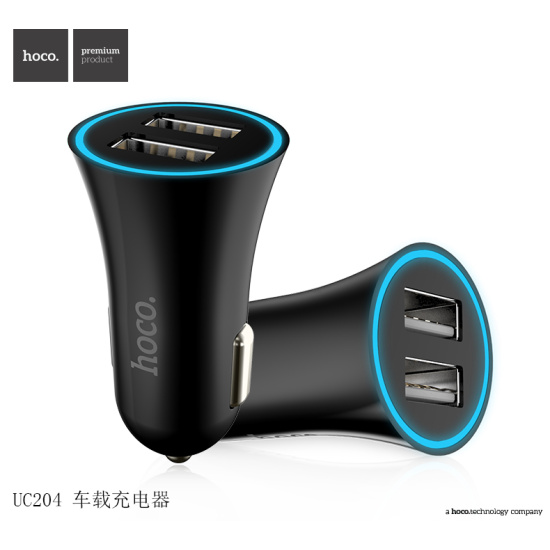АЗУ авто зарядка HOCO UC204 2USB (Чорний)