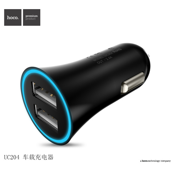 АЗУ авто зарядка HOCO UC204 2USB (Чорний)