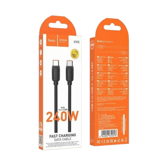 Кабель HOCO X115 Type-C to Type-C Surpass 240W data cable 5.0A /1м