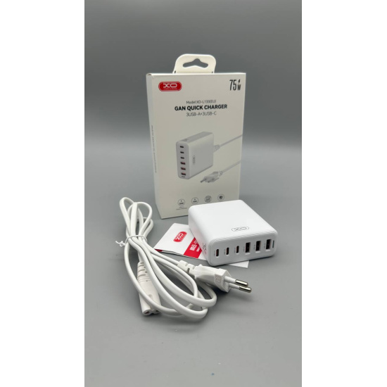 СЗУ XO. L133 75W GaN 3 USB +3 TYPE-C Desktop Fast Charger 1.5м