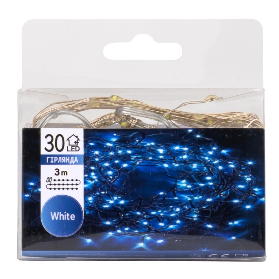 Гірлянда "Роса" 30 LED, біла, 3 м, на батарейках 9133-002