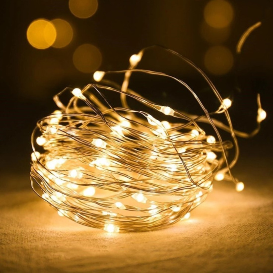 Гірлянда "Роса" 100 LED, жовта, 10 м, від USB 9133-012