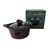 VB-A0322NS GRAND Vinnarc Каструля кругла 22см, 3,1л, антипригар. покриттям,  скляна криш. силікон. обід, Індукція, Бордо/чорна