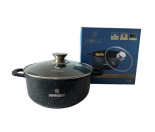 VB-A0322NS GRAND Vinnarc Каструля кругла 22см, 3,1л, антипригар. покриттям,  скляна криш. силікон. обід, Індукція, Бордо/чорна