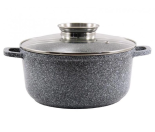 SN-0320  Каструля  кругла  2,3 л  алюм. з скл.кр. МАРМУР, індукц.