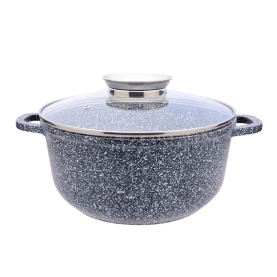 SN-0322  Каструля кр. 3,2 л алюм. з скл.кр. МАРМУР, антипр індукц.