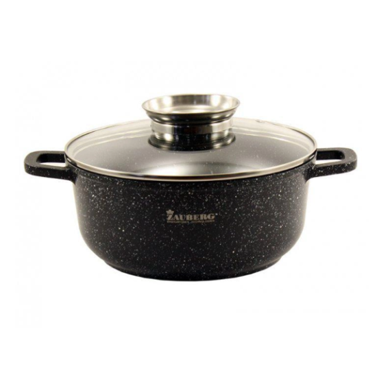 BL-0326 Каструля кругла  5,5 л алюм. з скл.кр  МАРМУР антипригар, індукц.