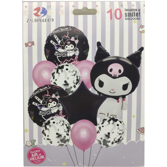 Н-р пов.куль. "Зайчик Kuromi" 10шт.=1шт*70см +3шт*45см +6шт*30см (50*10), 3 281,03041 (1212-41)