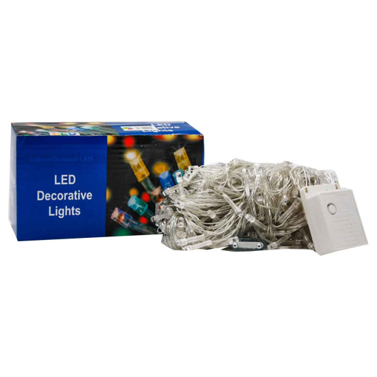 Гірлянда №NC127-200-MIX прозор. 5шнур. 8функ. 160-200LED лампи різного кольору 11м 220v в кор. (100)
