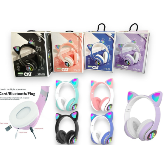 Навушники бездротові "Котики" с підсвіткою Bluetooth CAT EAR №STN-28 (60)