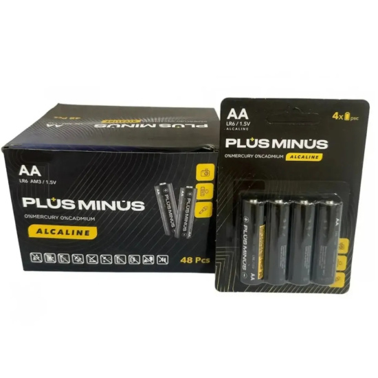 Батарейка LR06 Plus minus в 4шт на блистері ALKALINE POWER №BPM-4LR06, 48 шт в упак (960)
