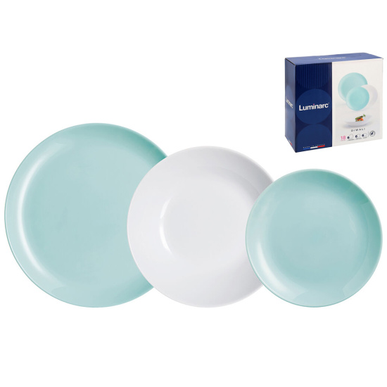 Сервіз LUMINARC DIWALI LIGHT TURQUOISE & WHITE /18 пр