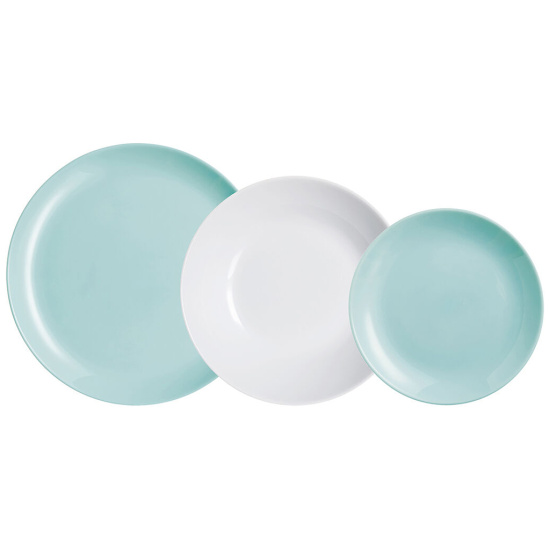 Сервіз LUMINARC DIWALI LIGHT TURQUOISE & WHITE /18 пр