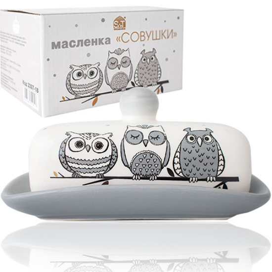 3397-18 Масельничка "Совушки" (розмір:13 Х17; h-5,5)