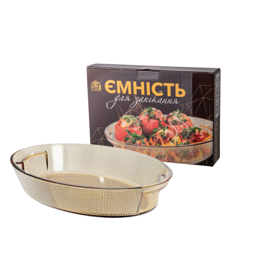 50023-01 Ємність для запікання овальна з ручками 1,6л; 28*20*6см