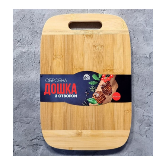 8863 Дошка обробна бамбукова з отвором 30*20*1,6см