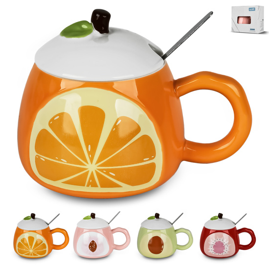 Чашка з кришкою та ложкою "Fruits" 350мл R32742 (60шт)