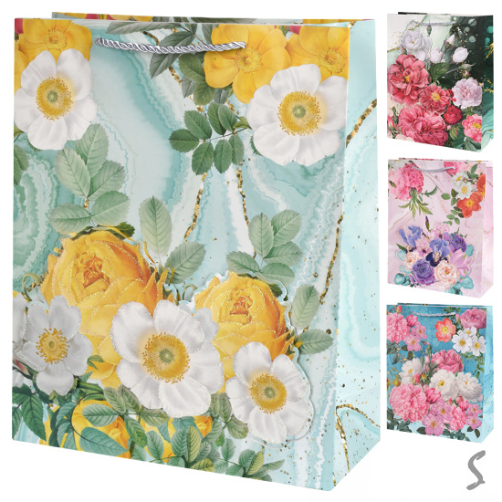 Пакет подарунковий паперовий S "Flowers 3D" 18*24*8.5см R34427-S (720шт)