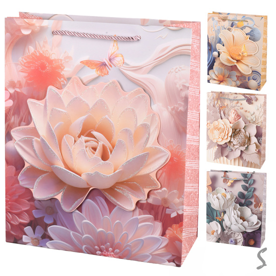 Пакет подарунковий паперовий L "Flowers 3D" 31*40*12см R34729-L (360шт)