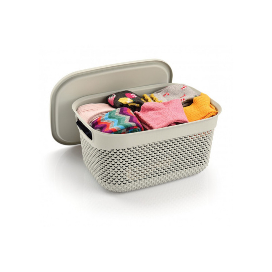 "PLAST ART" (M-1163) Кошик з  кришкою DROP DESIGN (29*21.5*15СМ)6,6Л